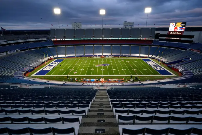 A wide angle view of Buffalo Bills Stadium, empty, in Orchard Park